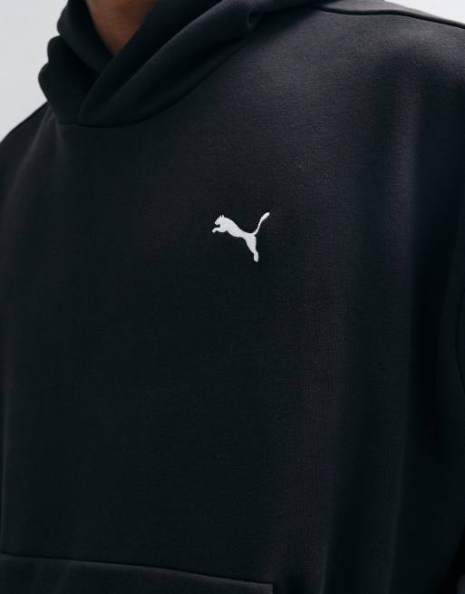 Puma Essentials heavy fleece boxy hoodie oversized in black, 3 of 5