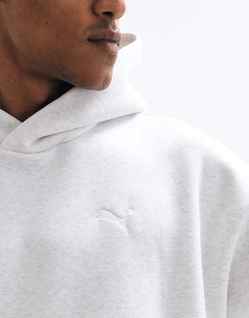 Puma Essentials heavy fleece boxy hoodie oversized in white, 3 of 5