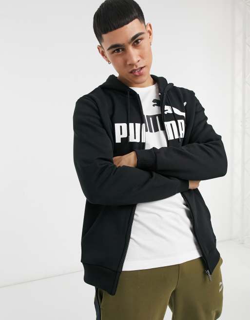 Puma - Essentials - Hoodie met rits en logo in zwart