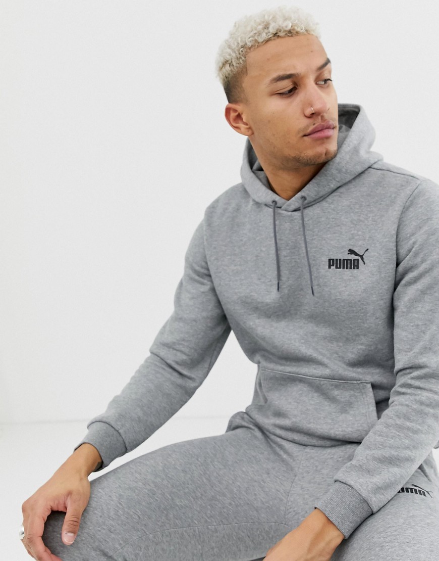 Puma Essentials hoodie with small logo in grey