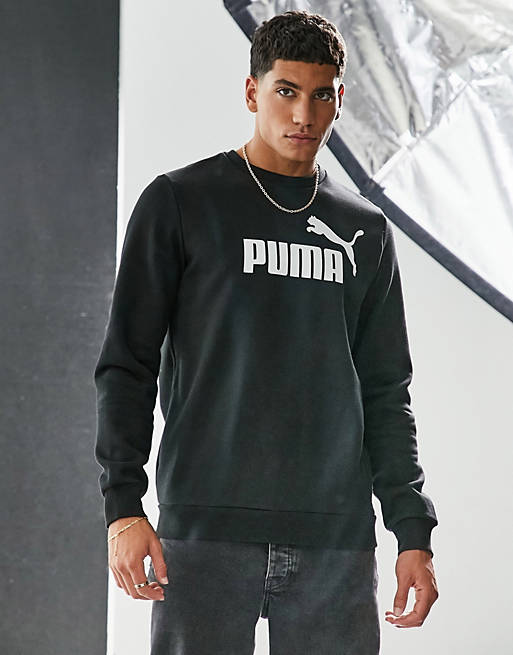 Puma Essentials large logo sweatshirt in black
