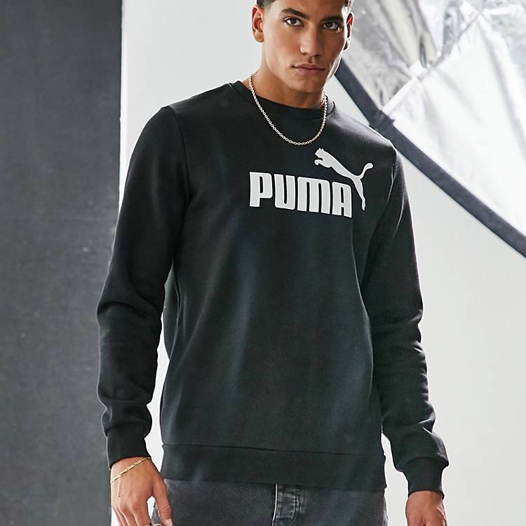 Puma Essentials large logo sweatshirt in black | ASOS