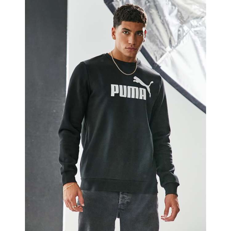 Puma Essentials large logo sweatshirt in black ASOS