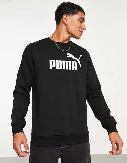 Puma Essentials large logo sweatshirt black | ASOS in