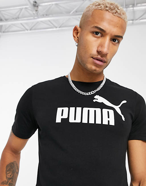 Puma Essentials large logo t-shirt in black | ASOS