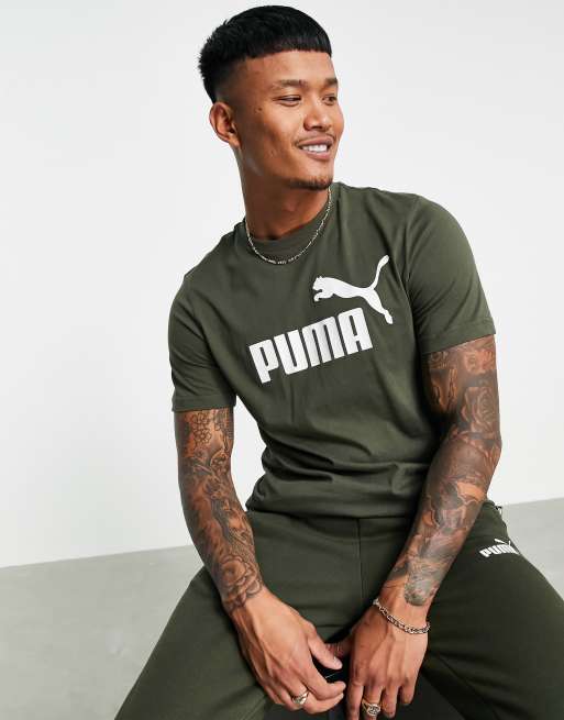 Puma Essentials large logo t shirt in khaki