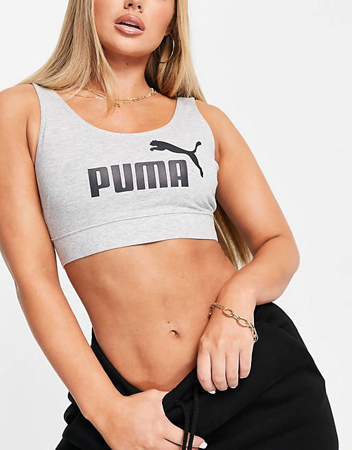 PUMA Essentials logo bralet in grey