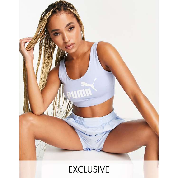 Puma Essentials logo bralette in grey