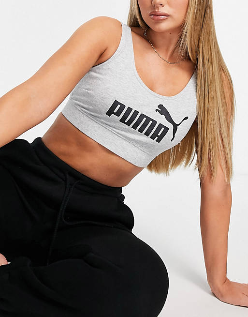 Women Puma Essentials logo bralette in grey 