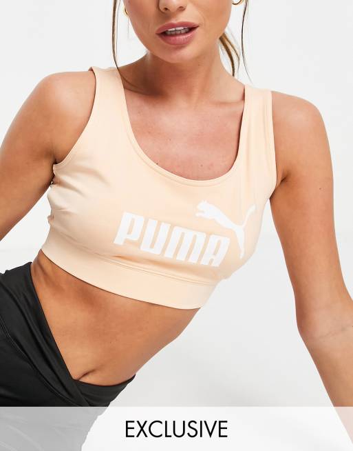 Puma Essentials logo bralette in peach