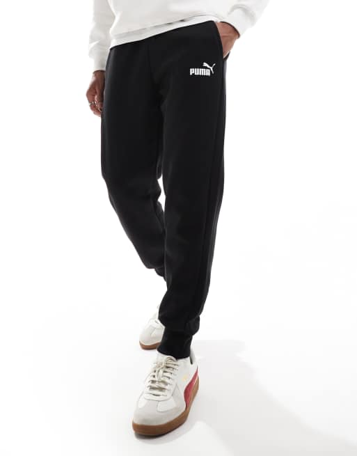 Puma Essentials logo fleece joggers in black