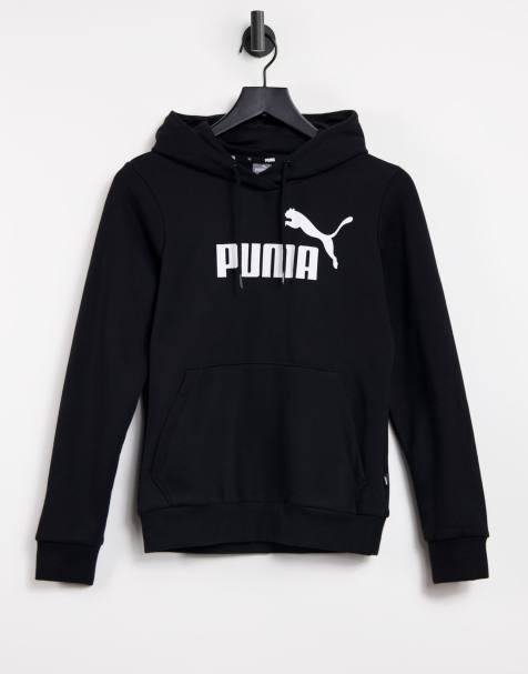 Puma Essentials logo hoodie in black - view 1
