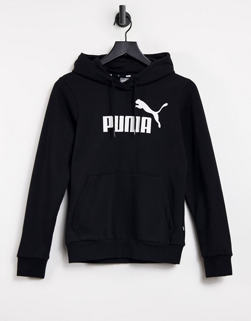 Puma Essentials logo hoodie in black