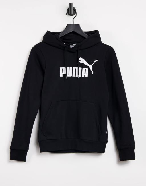 Puma Essentials logo hoodie in black | ASOS