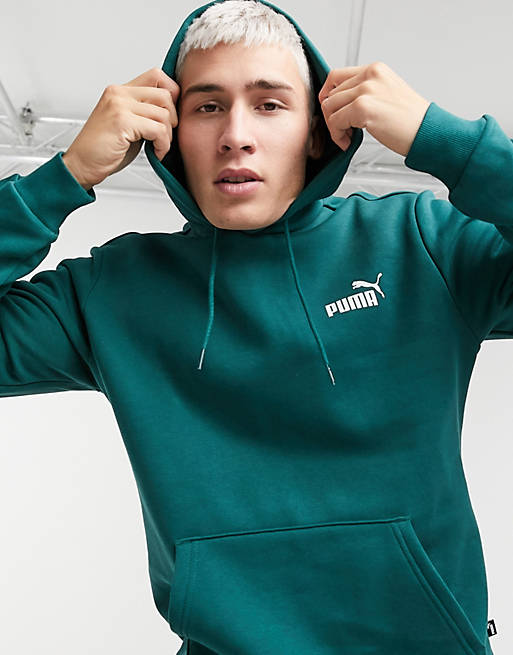 Puma essentials logo hoodie in bottle green | ASOS
