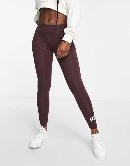 Puma Essentials logo leggings in burgundy