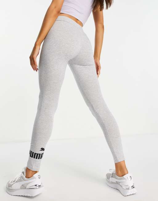 Puma Essentials logo leggings in grey | ASOS