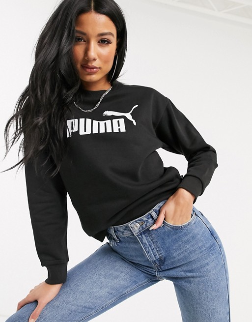 Puma Essentials logo sweatshirt in black