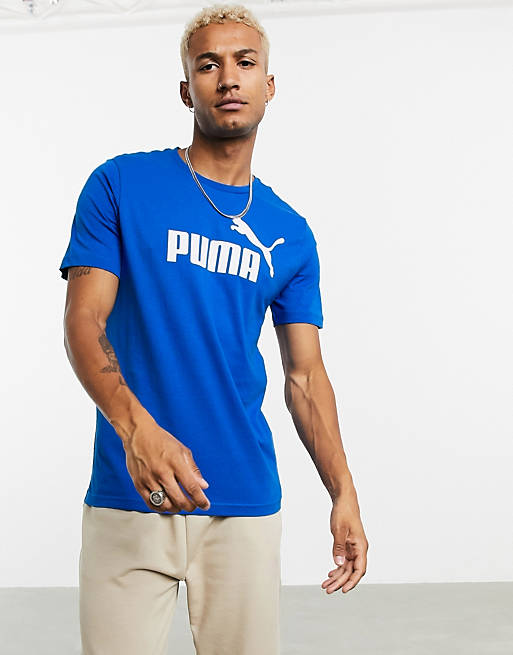 Puma Essentials logo t-shirt blue | ASOS