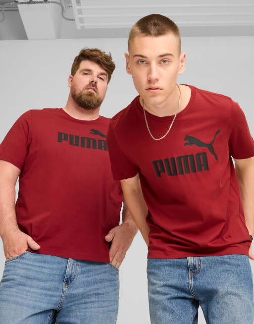 Puma Essentials logo t shirt in burgundy ASOS