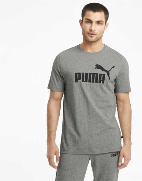Puma Essentials logo t-shirt in medium gray heather - view 1