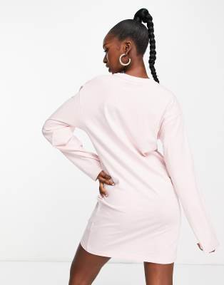 pink long sleeve t shirt dress