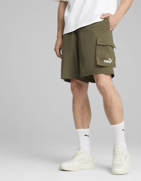 Puma Essentials no.1 logo woven cargo 9" shorts in loden green - view 1