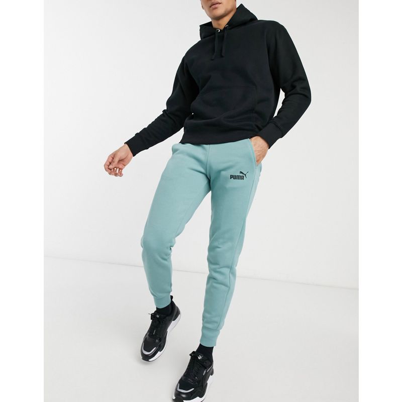 Activewear w60Qw PUMA - Essentials - Pantaloni felpati verdi con logo