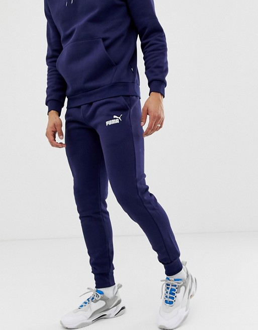 Puma Essentials skinny fit joggers in navy