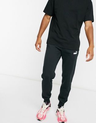 puma essentials skinny fit joggers in black