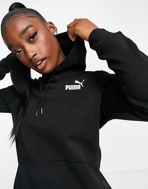 Puma Essentials small logo hoodie in black | ASOS