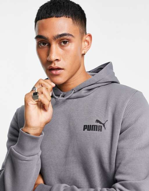 Puma essentials small logo hoodie in charcoal grey | ASOS