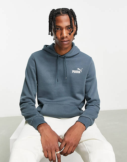 Puma essentials small logo hoodie in dark blue | ASOS