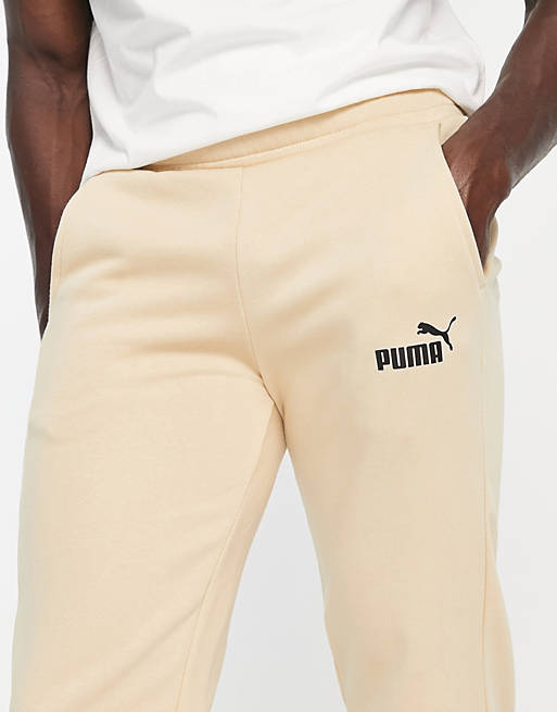 Puma essentials small logo joggers in beige | ASOS