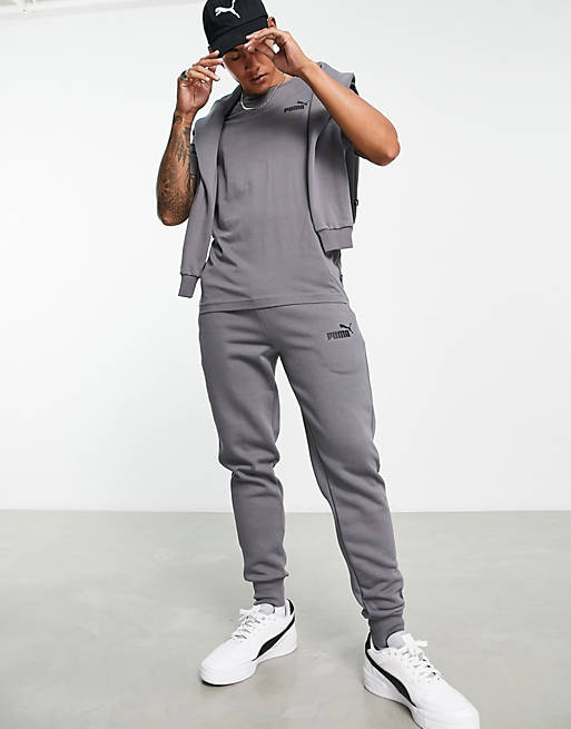 Puma essentials small logo joggers in grey | ASOS