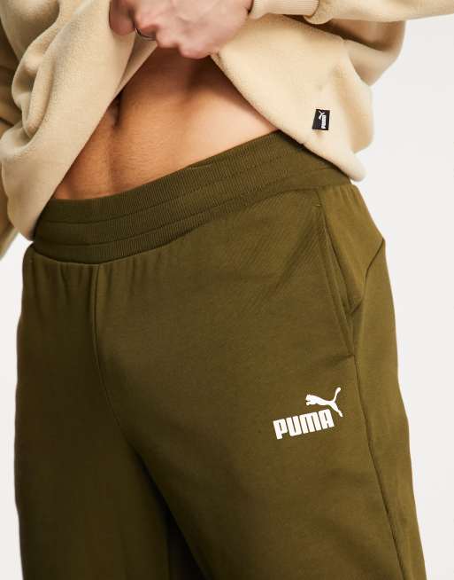 Puma essentials small logo joggers in khaki ASOS