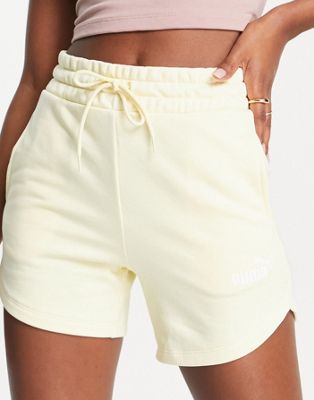 Puma essentials small logo shorts in pale yellow