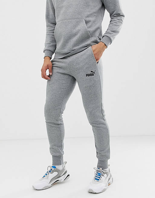 Puma Essentials small logo slim joggers in grey