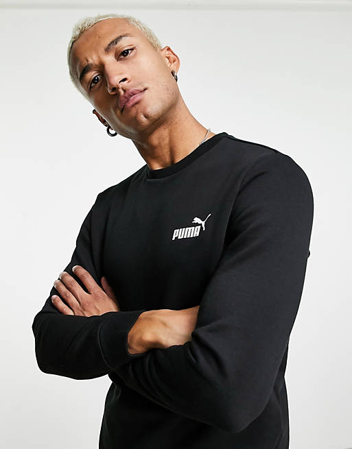 Puma Essentials small logo sweatshirt in black | ASOS