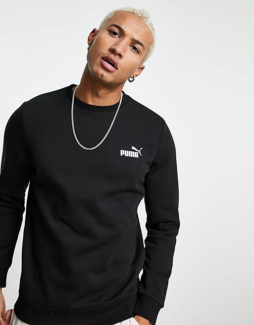 Puma Essentials small logo sweatshirt in black | ASOS