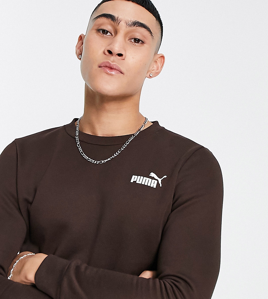 Puma Essentials small logo sweatshirt in dark brown