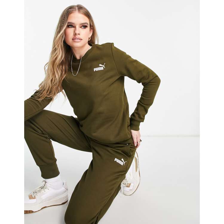 Puma essentials small logo sweatshirt in khaki ASOS