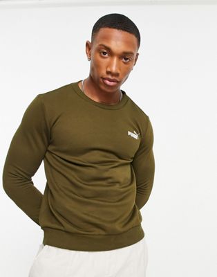 Puma essentials small logo sweatshirt in khaki - ASOS Price Checker