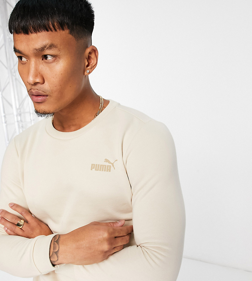 Puma essentials small logo sweatshirt in off white