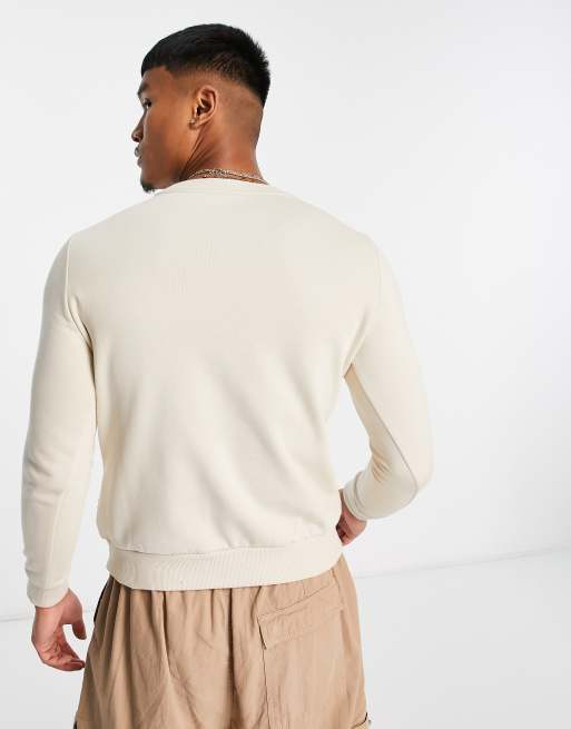 Puma essentials small logo sweatshirt in off white | ASOS