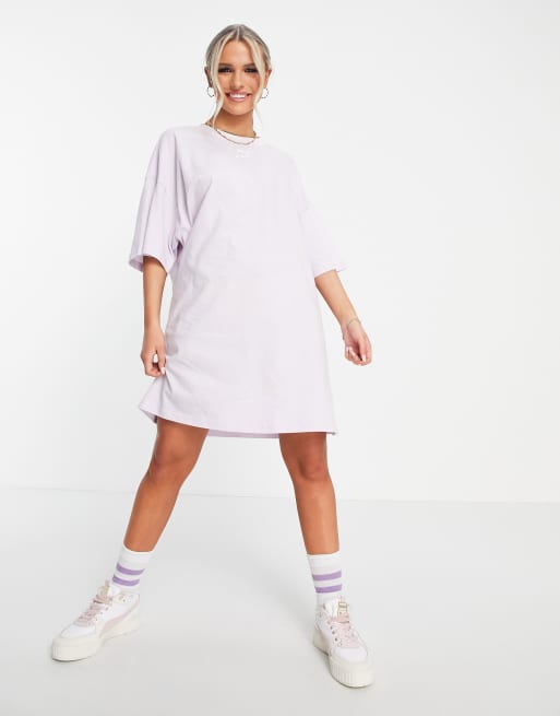 Puma essentials small logo t shirt dress in lilac