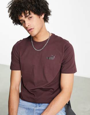 Puma Essentials small logo t-shirt in burgundy