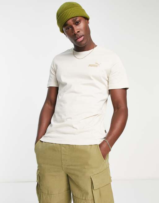 Puma essentials small logo t shirt in off white ASOS