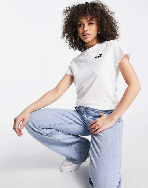 Puma Essentials white | t-shirt logo ASOS in small