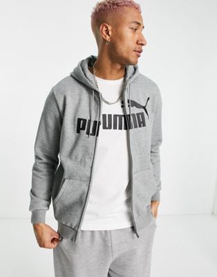 Sweats et sweats à capuche Puma - Essentials - Sweat à capuche zippé à grand logo - Gris